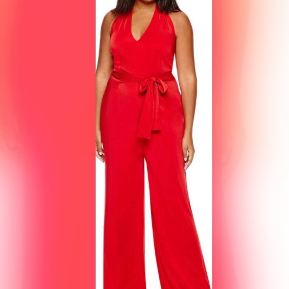 Red halter jumpsuit. Worn once.